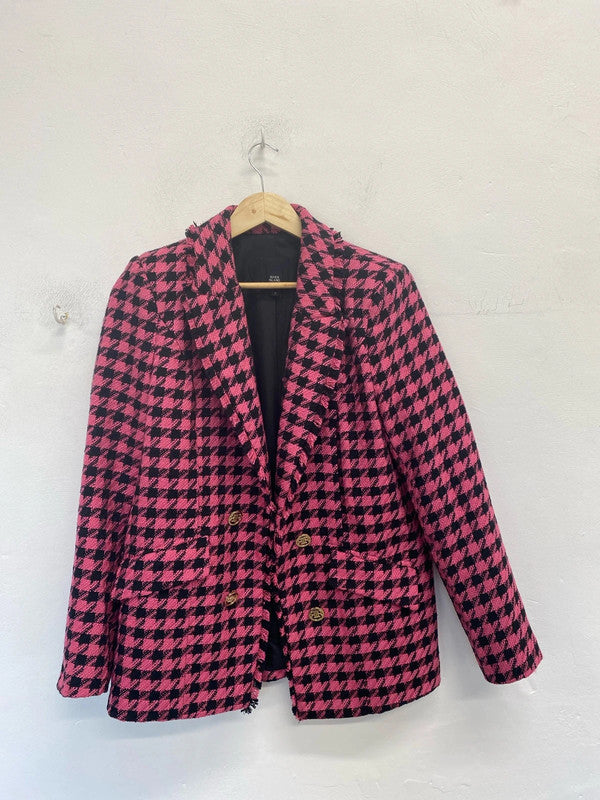 Stunning river island pink black houndstooth jacket UK 10 JM008