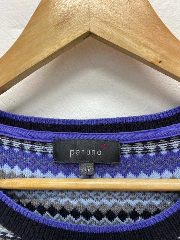 Fabulous Fairisle Striped M&S jumper Uk10 grey classic JA002