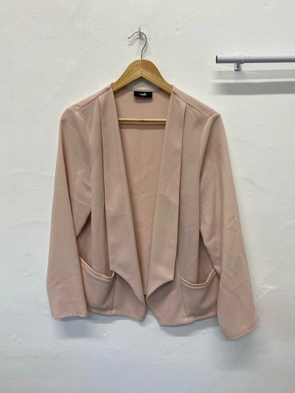 Fabulous Rose pink open front Lagenlook jacket UkXL Wallis IZ001