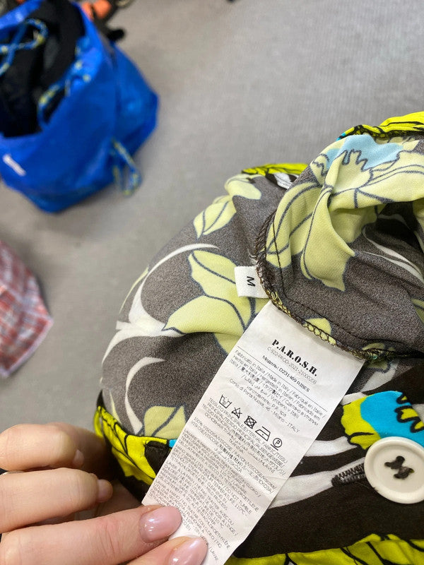 Lovely P.a.r.o.s.h black yellow floral relaxed fit trouser UK M SS002