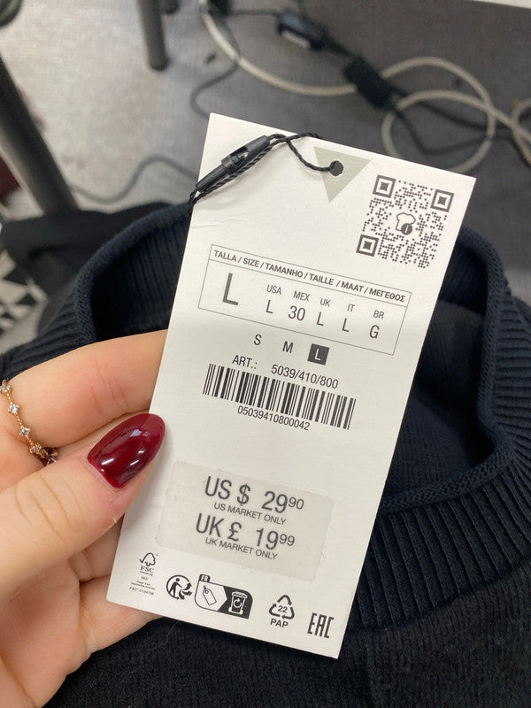 Lovely Zara black knit dress new with tags UK L AO001