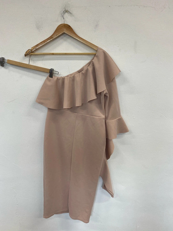 Asos Fabulous Rose Pink Asymmetric Midi Dress UK 12 MB001