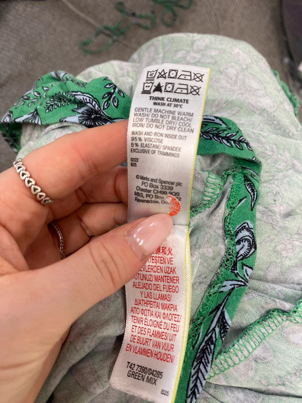 Stunning M&s green pattern midi floral dress UK 14 JR001