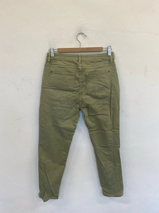 White Stuff Fab Khaki Green Crop Straight Leg Jeans UK 10 AO001