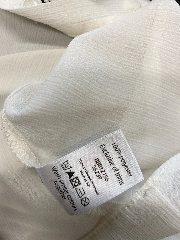 Stunning F&F cream semi sheer black frill blouse UK 10 KA001