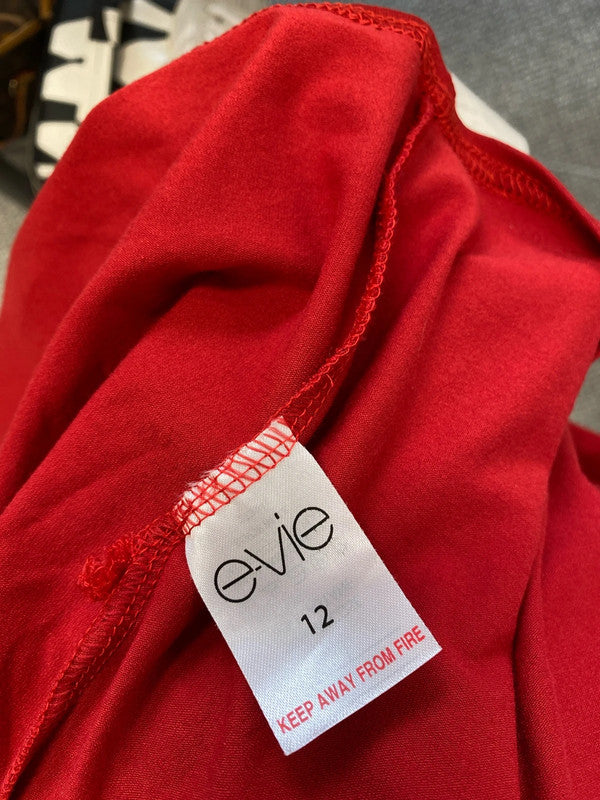 Fabulous evie red frill wrap midi dress UK 12 JB005