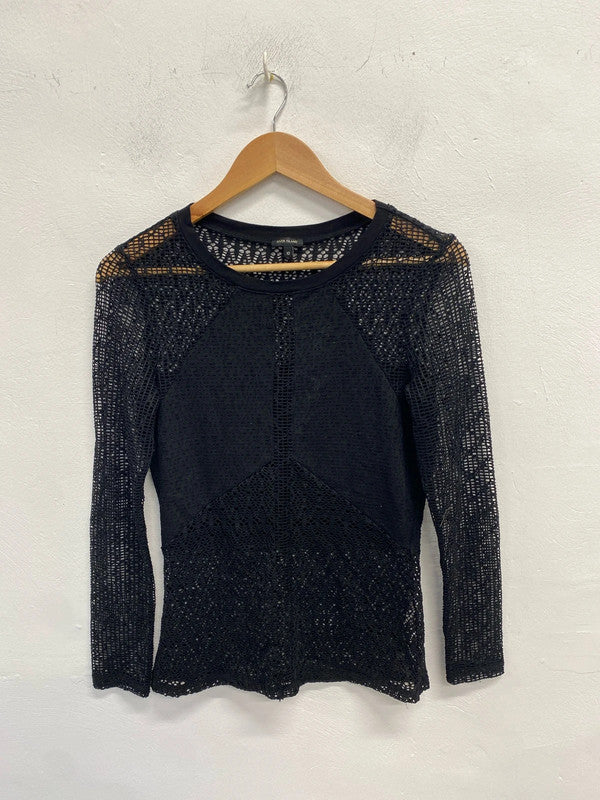 Lovely river island black mesh top long sleeve UK 10 HA001