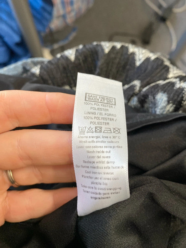 Fabulous Wallis Petite abstract dress Uk12 black & silver AO001