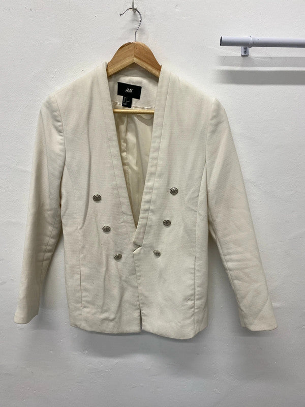 Fab H&M Ivory blazer Uk8 military vibes classic formal JB001