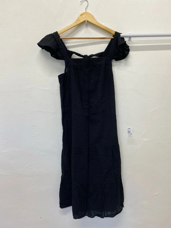 Fab F&F summer seersucker black dress Uk10 MB001