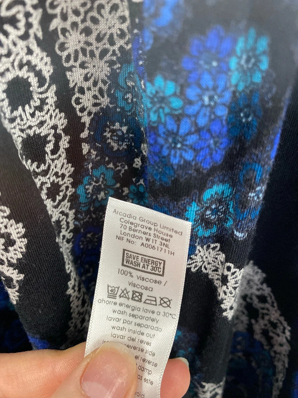 Evans Boho Black & Navy Paisley Maxi Dress UK 16 AT001