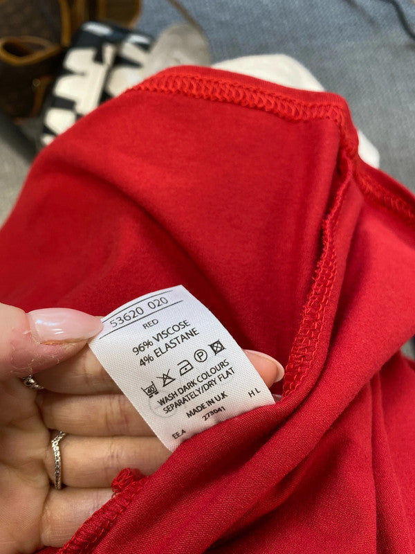 Fabulous evie red frill wrap midi dress UK 12 JB005