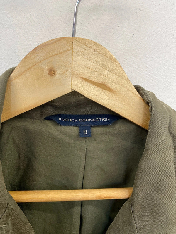 French Connection Chic Khaki Biker Jacket UK 8 CJ001