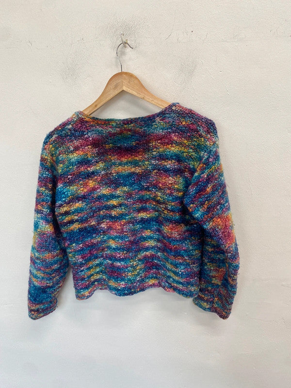 Lovely vintage multi colour knit cardigan reversible Y2K MM005