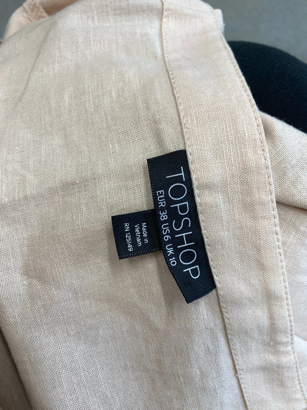 Lovely Topshop rose linen button up midi dress UK 10 JB001