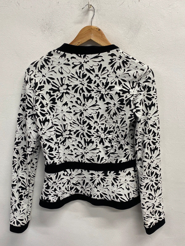 Stunning Joseph Ribkoff Black And White Floral Blazer Jacket UK 10 KM004