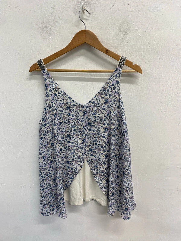 Gorgeous next petite new lilac floral sparkle cami UK 16 petite FR001