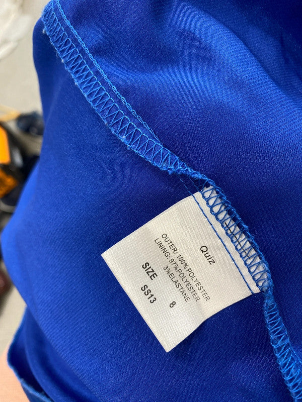 Lovely quiz electric blue silver beaded prom dress UK 8 GK002