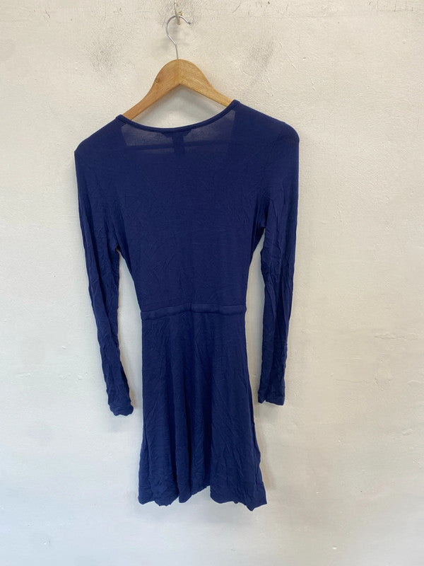 Gorgeous h&m navy v neck tie waist dress UK S JM004