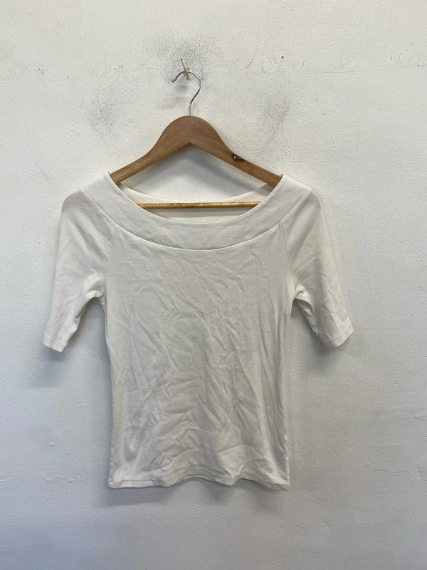 Lovely casual mint velvet white top UK S CJ001