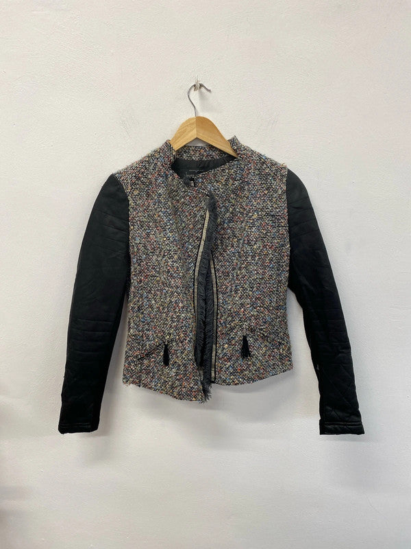 River Island Fabulous Colourful Boucle Faux Leather Biker Jacket UK 8 KM004