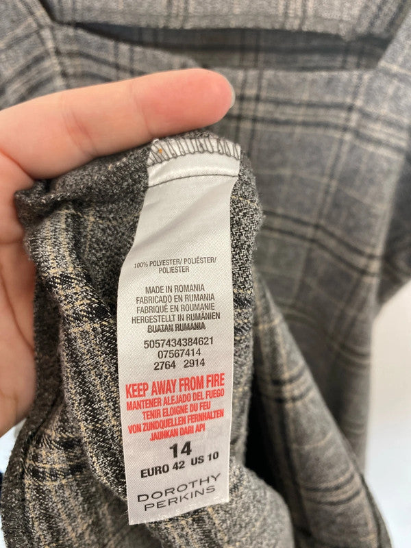 Dorothy Perkins Preppy Grey Check Pinafore Dress UK 14 PJ001