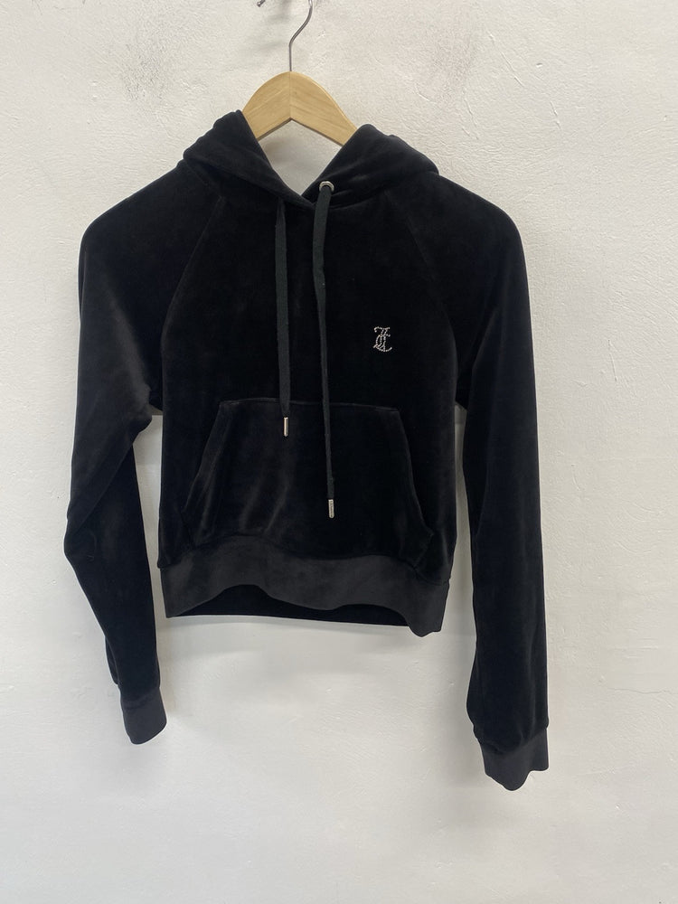 Lovely Juicy Couture Black Velvet Hoodie crop UK XS SD002