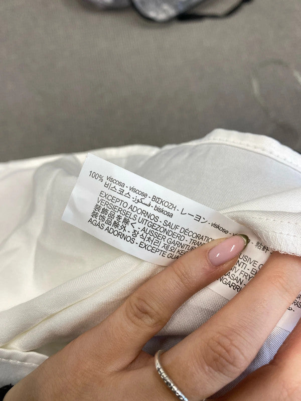 Lovely Zara Halterneck silver neck band white top new UK S JM005