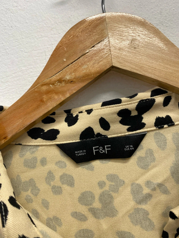 Lovely F&F leopard print shirt tie dress UK 16 JB005