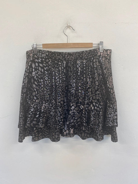 Oasis Chic Metallic Animal Print Mini Skirt Size XL MD002