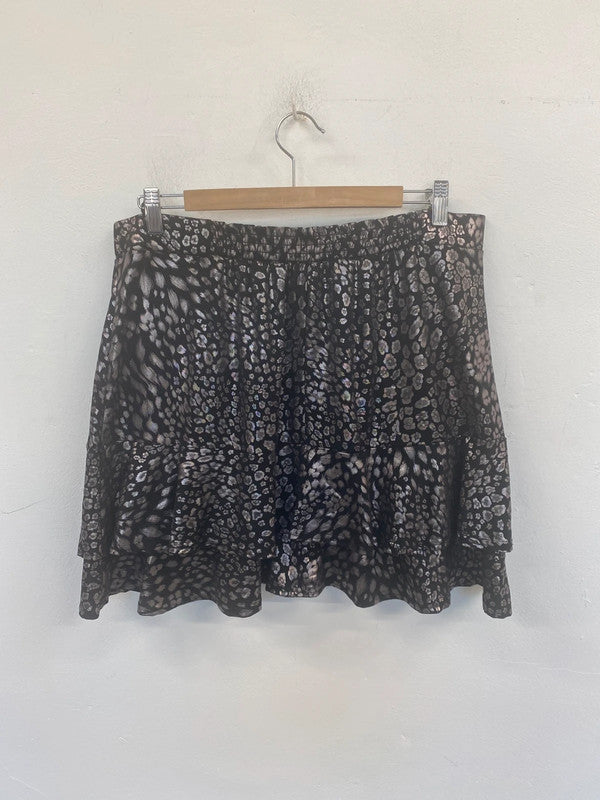 Oasis Chic Metallic Animal Print Mini Skirt Size XL MD002