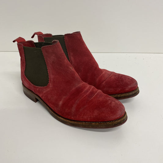 Gorgeous Red Suede George’s Chelsea Boots UK4 36 Super Soft Handmade SS002