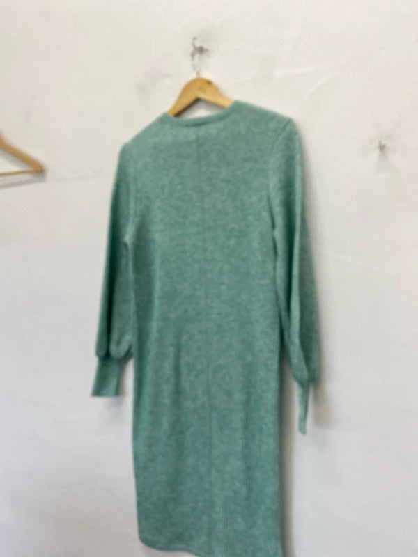 Fabulous Zara Ribbed midi jumper dress UkS mint green MB001