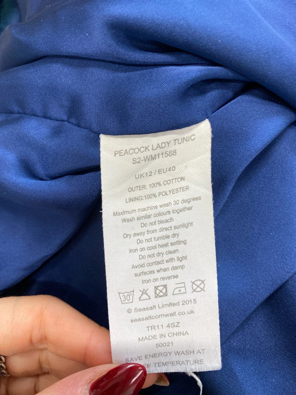 Lovely Seasalt Cornwall navy peacock lady tunic UK 12 MM005