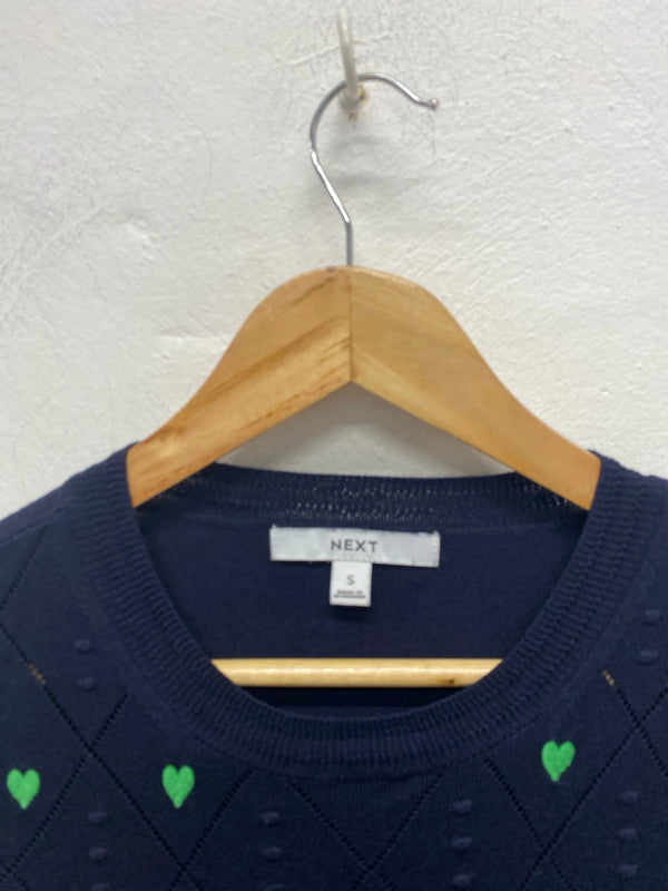 Fabulous Next super fine knit hearts jumper Uk S MA003
