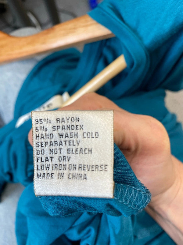 Fabulous Eb&Ive turquoise blue tiered smock jersey dress Uks SR006