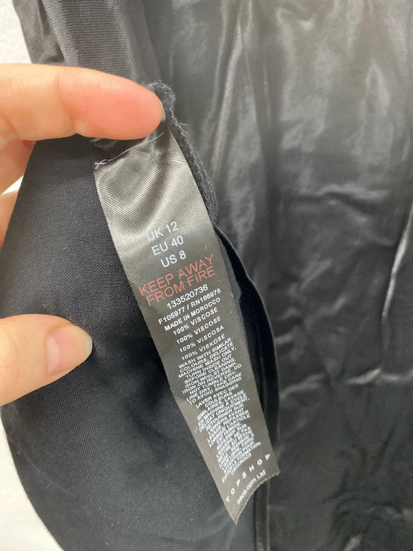 Topshop Stylish Black Satin Maxi Skirt UK 12 KS002