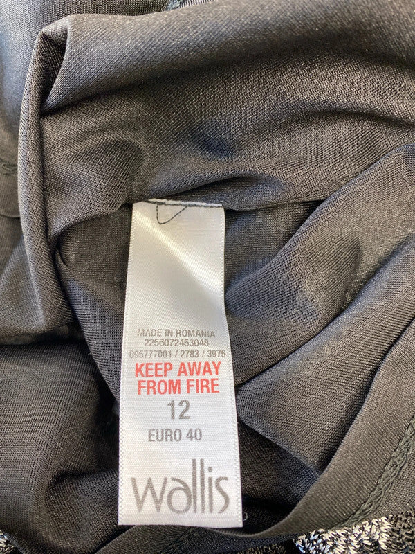 Fabulous Wallis Petite abstract dress Uk12 black & silver AO001