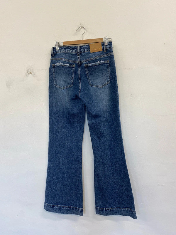 Fabulous Foreva Young wide leg flare high waist jeans Uk10 CD001