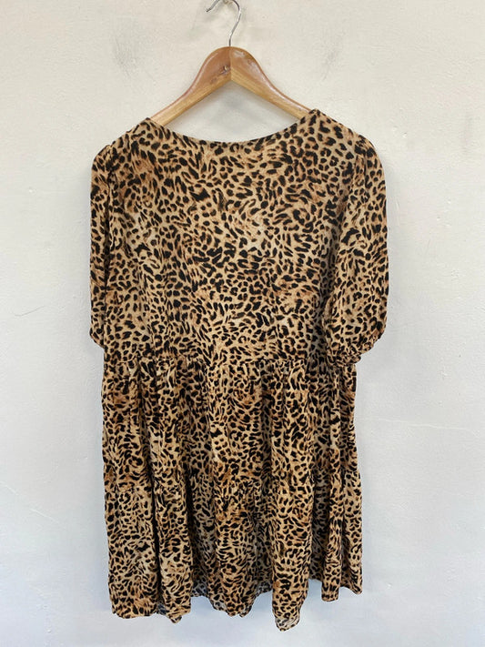 F&F Fabulous Leopard Print Smock Dress UK 18 MD002