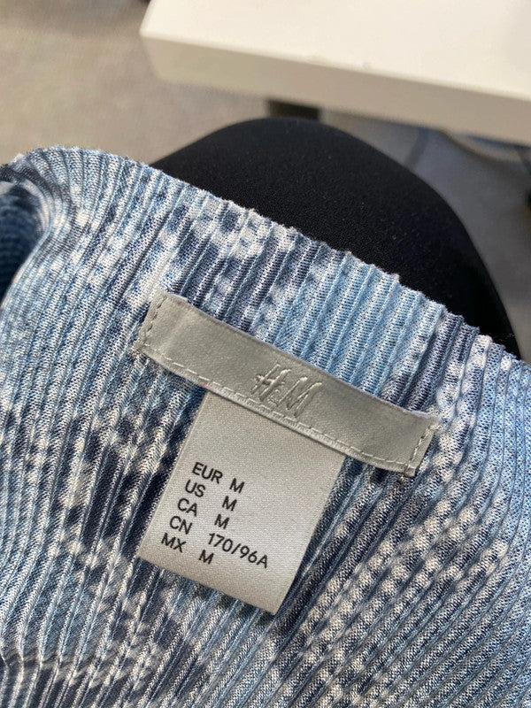 Gorgeous h&m blue snakeprint midi pleated dress UK M JM005