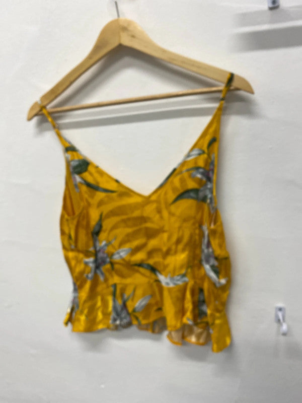 Stunning River Island Yellow oriental cami summer top Uk12 JB001