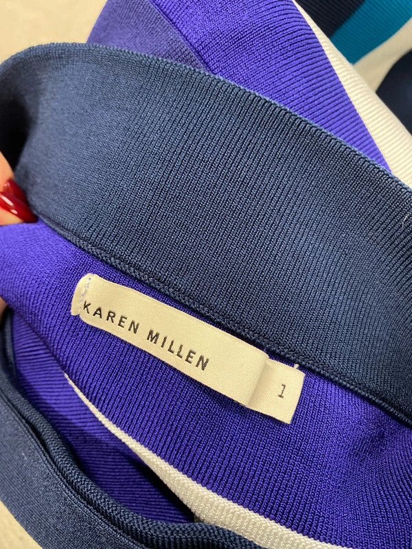 Lovely Karen Millen purple stripe mini skirt UK 4/6 AE001