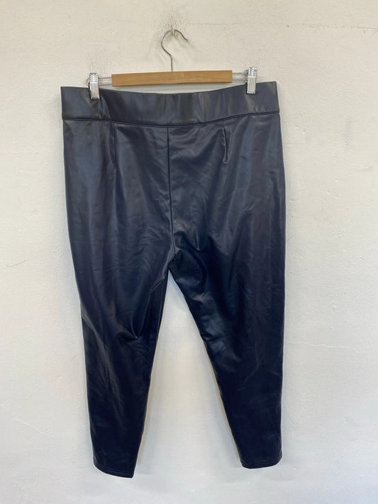 M&S Stylish Navy Wetlook Trousers 18S MD002