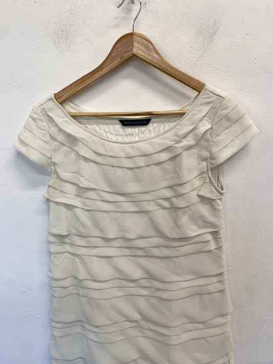 Lovely French connection cream tiered midi dress UK M/L AE001