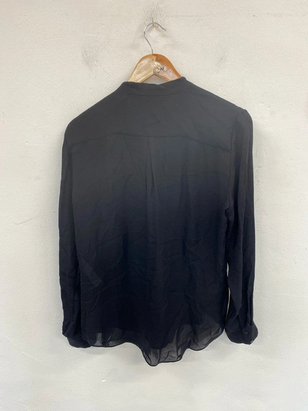 Zara Chic Black Sheer Blouse Size L NN001