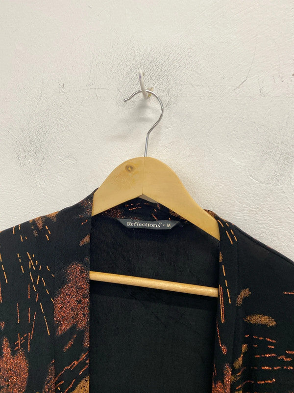 Stunning reflections black brown sparkle cardigan UK M LG006