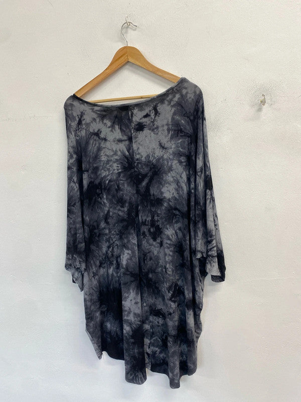 Lovely apricot black grey tie dye tunic UK 14 LG004