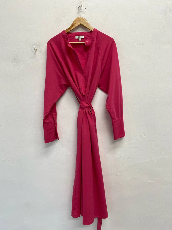 Amazing Cos Cerise Pink oversized loose fit midi shirt dress UkS KD001