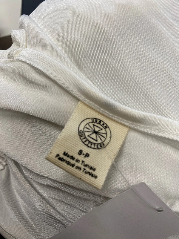 Lovely urban outfitters white ruched crop strap top UK S SD002